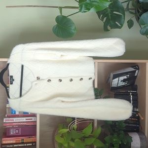 Ivory Eyelash Knit Cardigan Sweater